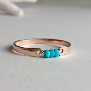 Sleeping Beauty Turquoise Ring, Tiny Turquoise Trio Ring, Minimalist Turquoise Ring, Turquoise Stacking Ring