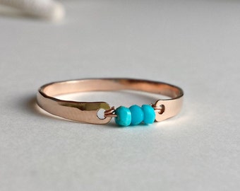 Sleeping Beauty Turquoise Ring, Tiny Turquoise Trio Ring, Minimalist Turquoise Ring, Turquoise Stacking Ring