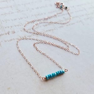 Dainty Turquoise Row Necklace, Sleeping Beauty Turquoise Bar, Minimalist Turquoise Necklace image 5