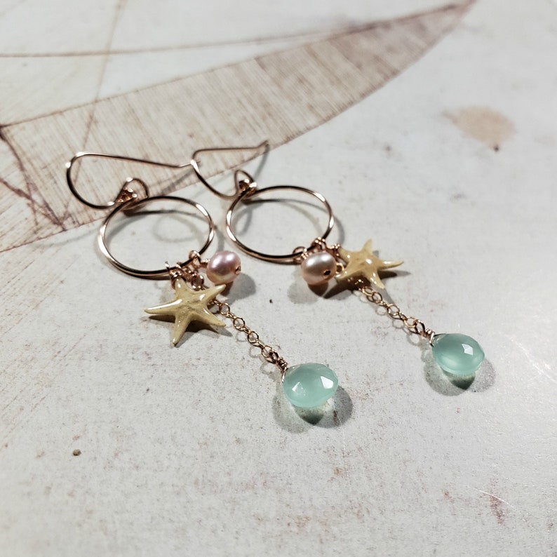 Starfish Hoop Charms Hypoallergenic Earrings