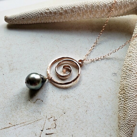 Peacock Tahitian Pearl Necklace Rose 