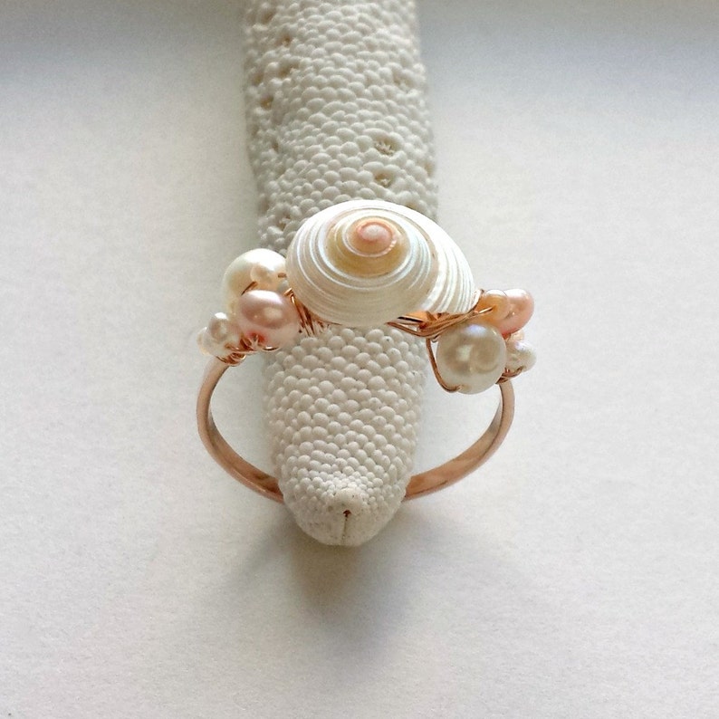 Adjustable Shell Ring Wire Beach Ring Seashell Ring Pink Etsy