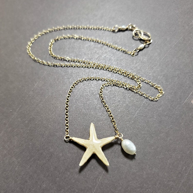 Small Sea Star Necklace in Green