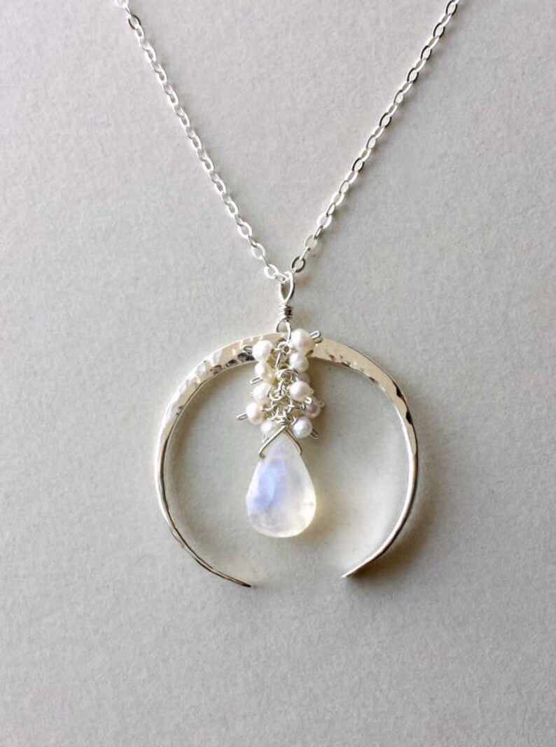 Moonstone crescent moon necklace Clearance