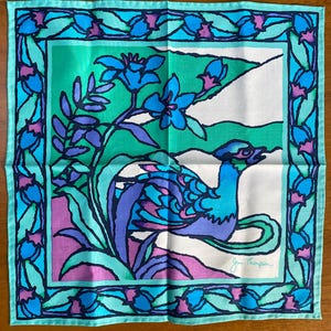 Set of 4 Vintage Jim Thompson Thai Silk Napkins – Signed – Tropical Bird Design – 1980s