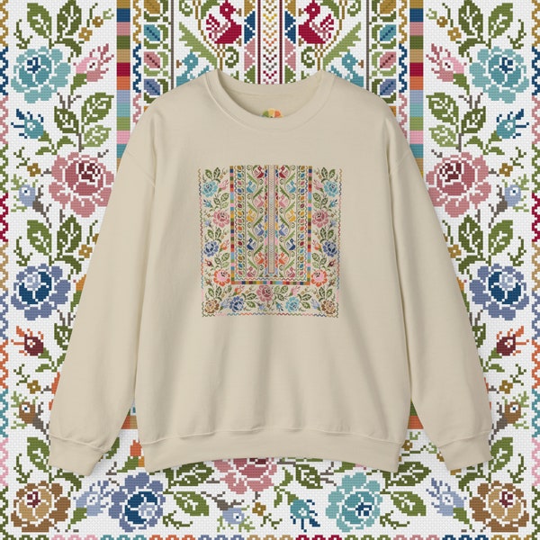 Palestinian Floral Thobe Tatreez Crewneck - Adult