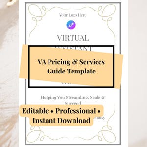Virtual Assistant Pricing & Services Guide | Editable Canva Template | VA Welcome Pack | Client Packages PDF