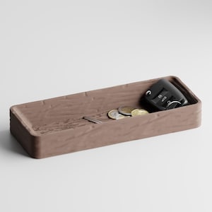 Wood-Look 3D Printed Tray | Modern Rustic Catchall Bowl | Entryway Key Tray | Minimalist Organizer | Natural Wood Grain Home Decor