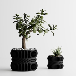 Vase Modern Ribbed Planter Series 3 | Minimalist 3D Printed Pot for Succulents & Shelves | Home Decor Gift