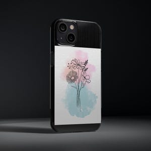 Custodie morbide per telefono con fiori ad acquerello, design floreale minimalista, custodia rilassante per iPhone e Android, custodia carina, guscio protettivo, silicone