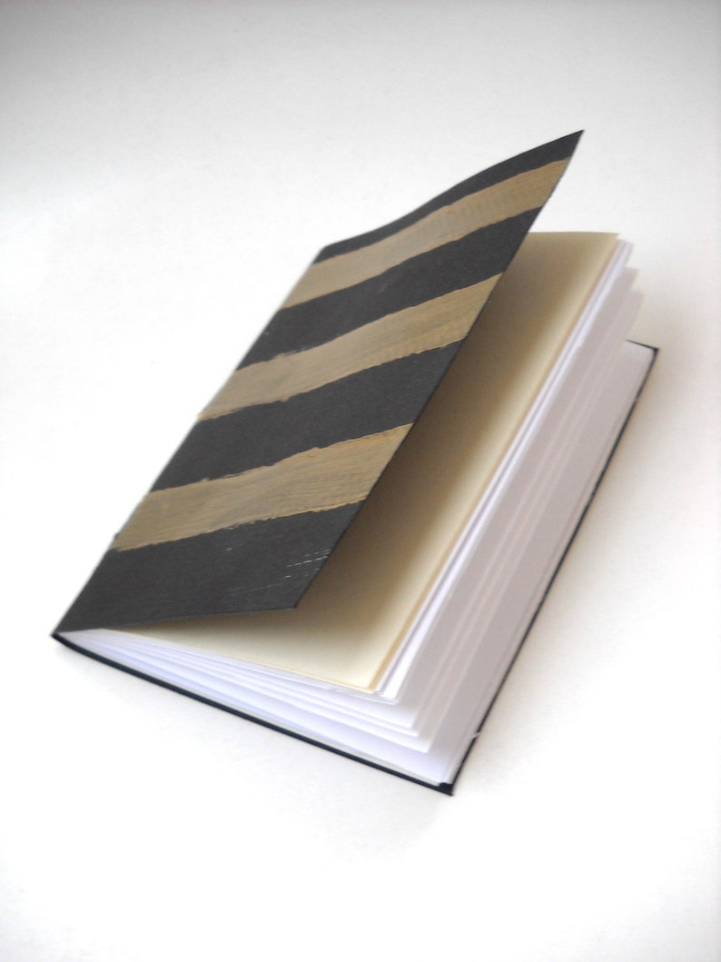 Hand Painted Gold Stripey Notebook Black and Gold Notebook Etsy