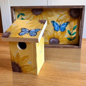 Casita para pájaros de madera hecha a mano: caja nido RSPB con techo desmontable