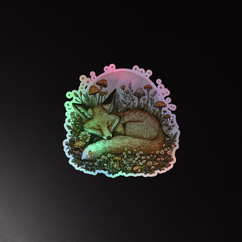 Holographic Fox Sticker: Pastel Cottagecore Animal Decal - Etsy
