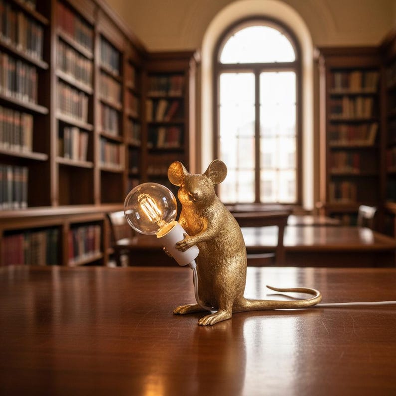 Lámpara de ratón peculiar: lámpara LED de resina para escritorio para habitación infantil