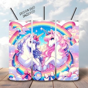 Pastel Unicorn Tumbler Wrap Seamless Digital Download 20 oz Skinny Tumbler Rainbow Unicorn PNG Magical Unicorn Fantasy Wrap