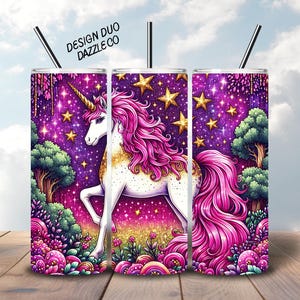 Pastel Unicorn Tumbler Wrap Seamless Digital Download 20 oz Skinny Tumbler Unicorn Sublimation Rainbow Unicorn PNG Magical Fantasy Glitter