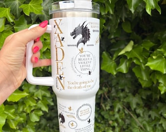 Fourth wing Xaden Riorson 40oz steel tumbler with handle