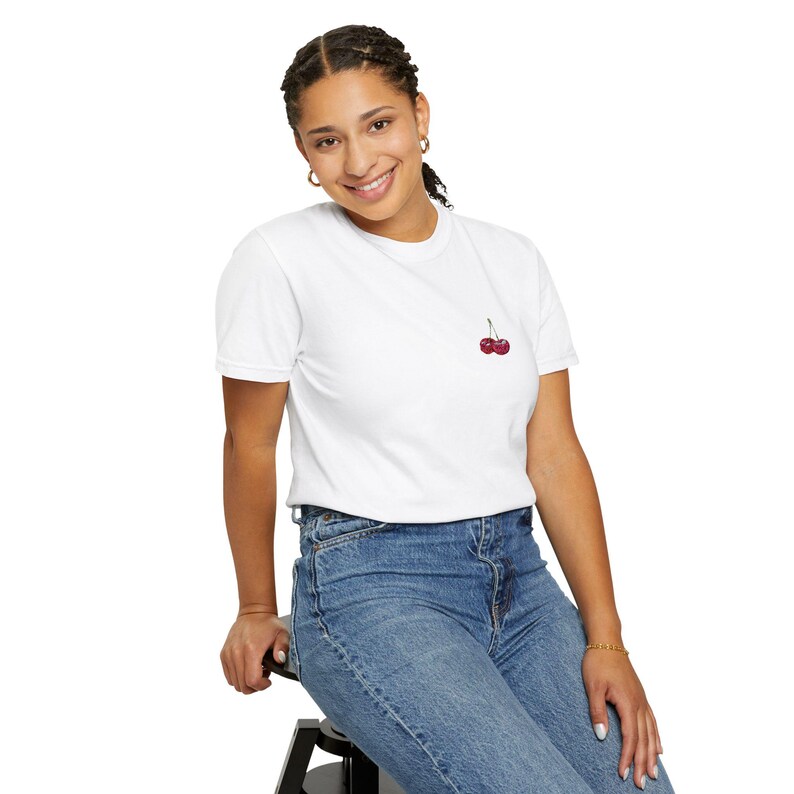 Embroidered Cherry T-shirt | Fruit-Inspired Tee | Trendy, Summer Vibes image 8