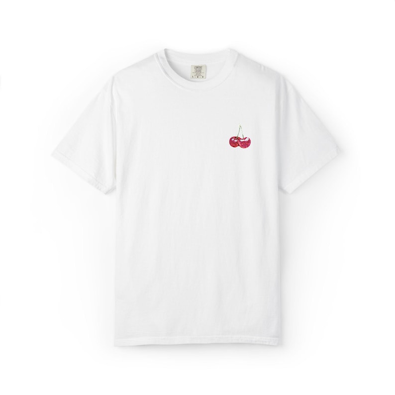 Embroidered Cherry T-shirt | Fruit-Inspired Tee | Trendy, Summer Vibes image 1
