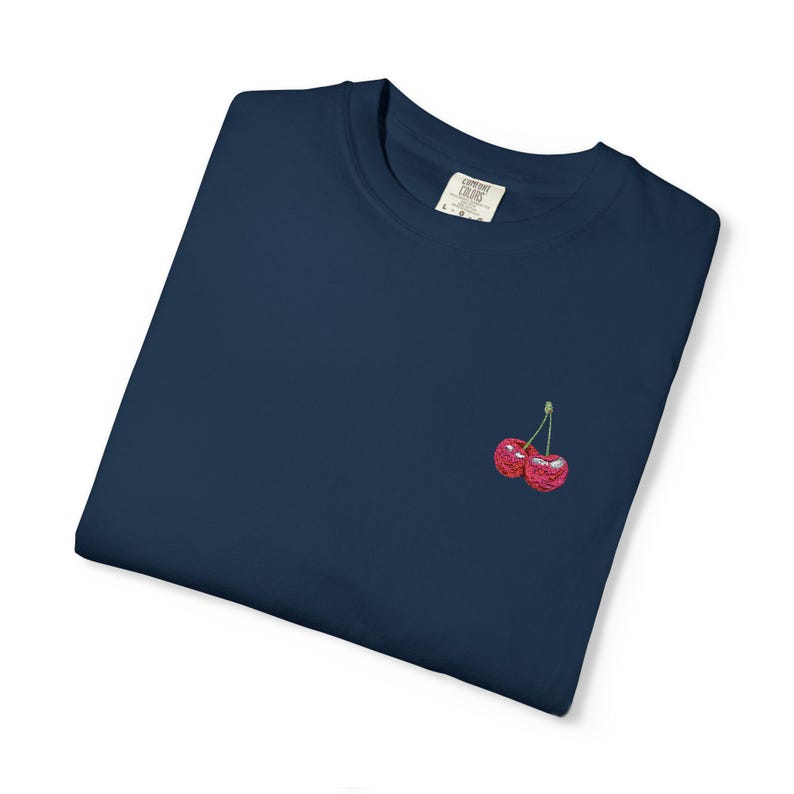 Embroidered Cherry T-shirt | Fruit-Inspired Tee | Trendy, Summer Vibes image 2