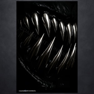 Jawthorn:Umbra- Abstract Surreal Teeth & Gums Print, Horror Artwork, Black, Creepy Abstract Digital Decor, Obscure, Scary, Monster, Macabre