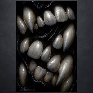 Mawmound:Targum- Abstract Surreal Teeth & Gums Print – Horror Artwork – Black - Creepy Abstract Digital Decor, Obscure, Scary, Weird