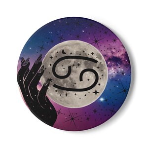 Cancer Zodiac Coaster Set, Unique Astrology Home Decor, Moon Phase Coaster, Horoscope Gift, Kitchen Tableware