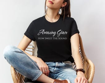 T-shirt Amazing Grace Hymn, T-shirt Christian Worship