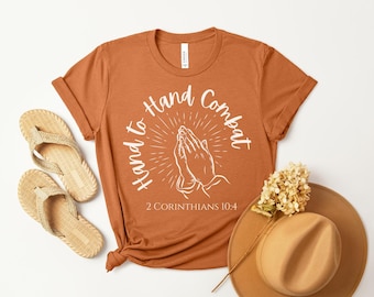 Camiseta cristiana de manos en oración: Camiseta de combate cuerpo a cuerpo