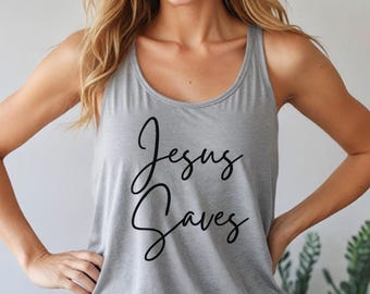 Jesus Saves Jersey Tank: Christian Women's Workout Apparel