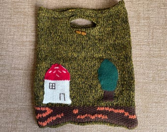Handmade Knit Tote Bag: Soft Yarn Shoulder Bag, Casual Handbag
