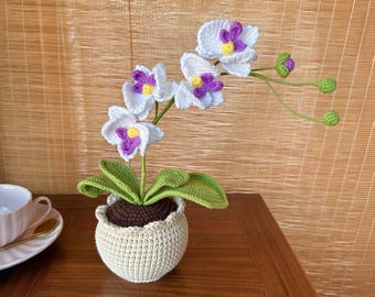 Birthday Gift Handmade Mouth Orchid Bouquet Vase, Crochet Flower Pot, Gift for Her, Love, Birthday Thank you, Wedding Favors, Mothers day