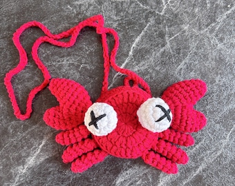 Cute Crochet Crab Animal Crossbody Bag: Handmade Knitted Coin Purse for Kids