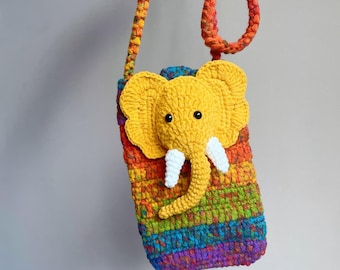 Crochet Animal Crossbody Bag: Handmade Knitted Phone Purse