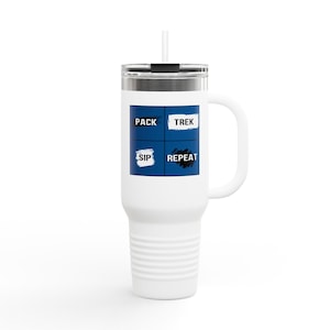 Hiking Mug 40oz | Hike Camp Sip Repeat | Insulated Water Bottle for Hikers, Backpackers & Outdoor Lovers