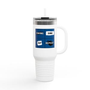 Golf Travel Mug | Funny Golfer Gift | Swing Sink Sip Repeat | 40oz Insulated Tumbler With Handle | Golf Lover Gift