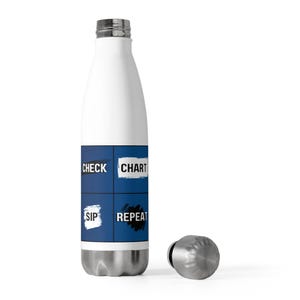 Medisch assistent-fles | Controleer de kaart met slokje herhalen | 20 oz geïsoleerd roestvrij staal | Cadeau verpleegkundige en zorgmedewerker
