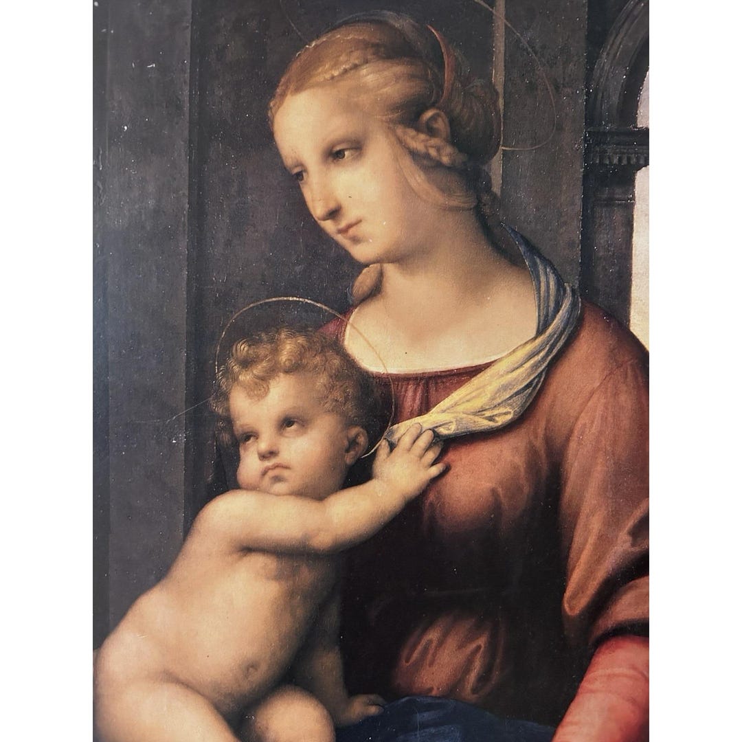 Florentine Panel Rafael Madonna Gilded Wood Print Infant Jesus Italian ...