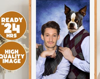 Custom Brothers Pet Portrait, Funny Pet Art (Digital Download)