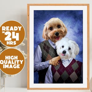 Custom Pet Duo Step Brothers Poster | Funny Printable Portrait | Dog Cat Digital Art | Personalized Meme Pet Download | Personalized Gift