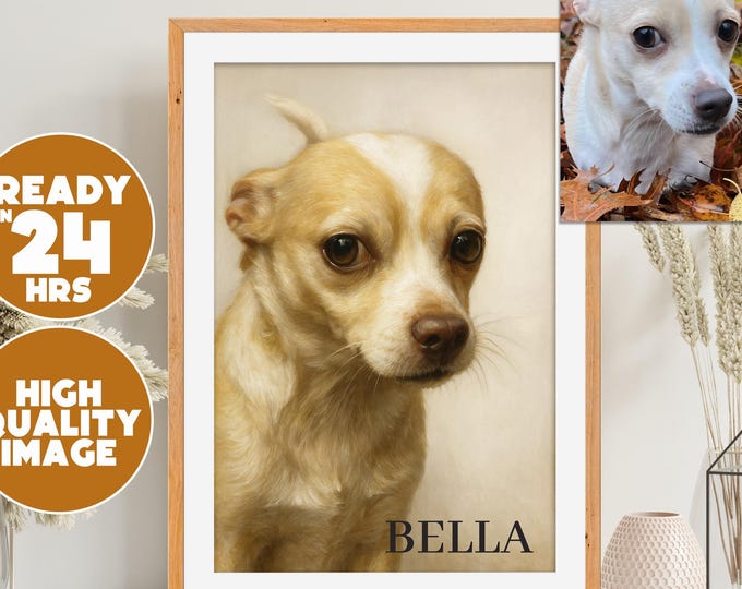 Custom Pet Portrait Oil Painting, Realistic Pet Art, Personalized Dog Cat Wall Art, Unique Gift for Pet Lovers, Pet Memorial, Pet Keepsake