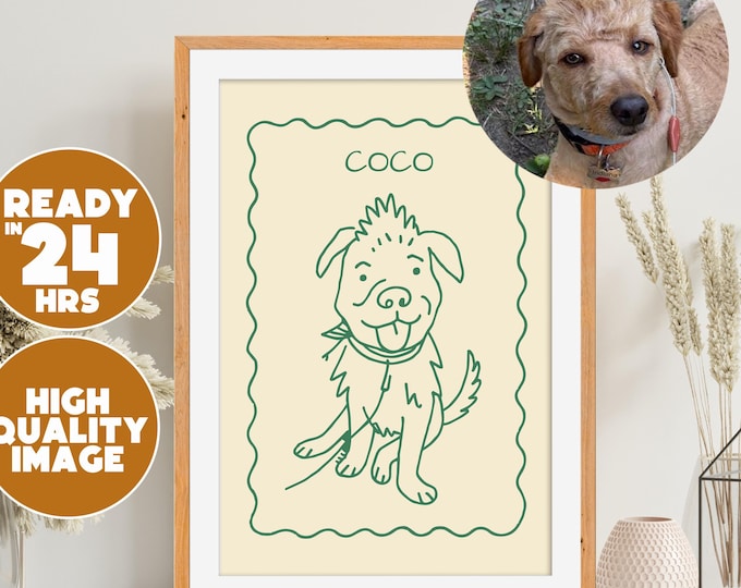 Custom Funny Dog Portrait from Photo, Badly Drawn Pet Picture, Personalized Dog Art, Ugly Dog Wall Art, Pet Lover Gift, Funny Pet Art Gift