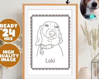 Custom Pet Line Art Portrait | Personalized Dog or Cat Drawing (Digital File)