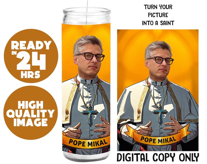 Personalized Pope Portrait | Custom Digital Art for Candle Label | Funny Printable Gag Gift | Unique Holy-Themed Illustration