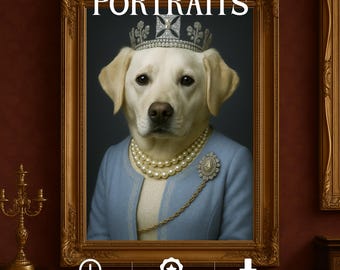 Custom Queen Elizabeth Pet Portrait, Funny Renaissance Art (Digital Download)