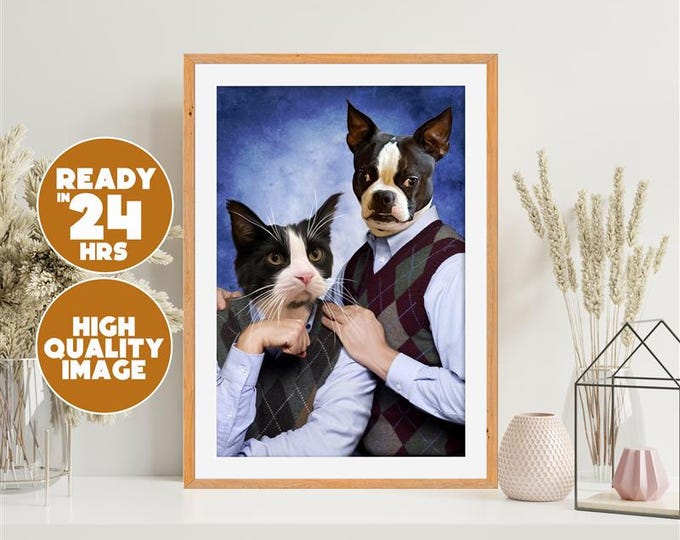 Custom Brothers Pet Portrait Digital Download, Funny Custom Brothers Pet Portraits Digital Poster, Customized Pet Portrait Digital Copy Only
