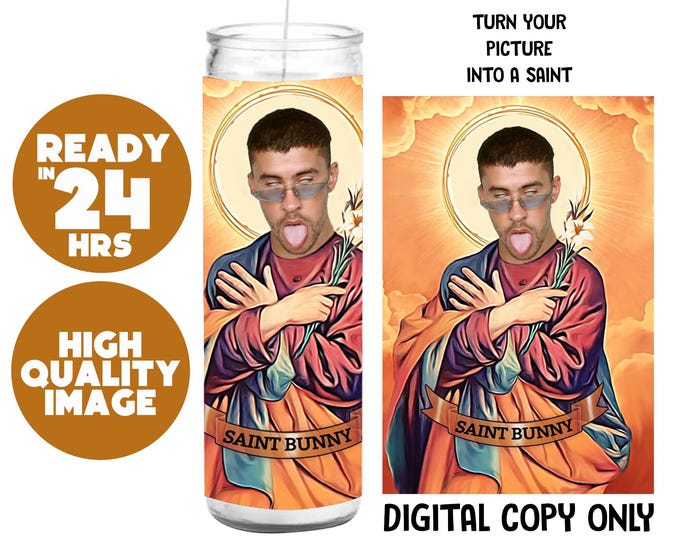 Custom Digital Saint Portrait | Funny Holy Art for Candle or Wall | Personalized Printable Image | Unique Gift for Best Friend