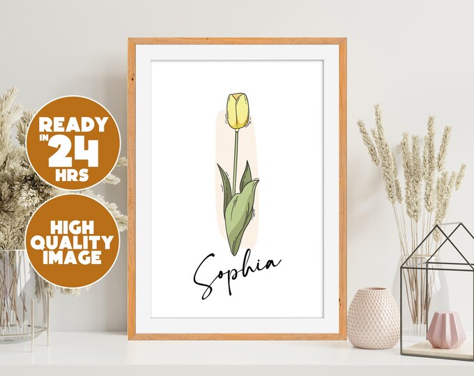 Custom Flower of the Month Vector Art • Birth Month Botanical Print • Digital Floral Download • Minimalist Line Art Gift • Gift for Her