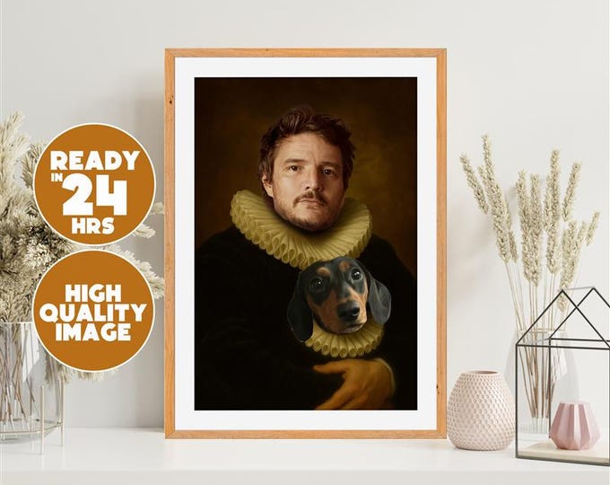 Custom Renaissance Pet Portrait with Owner | Royal Pet Painting | Pet and Human Artwork | Funny Pet Gift | Unique Pet Lover Gift | Pet  Art