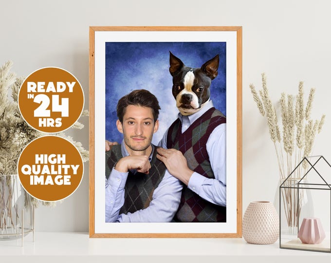 Customized Pet Portrait, Custom Brothers Pet Portrait Digital Download, Funny Custom Brothers Pet Portraits Digital Poster